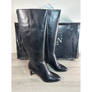 Lauren Ralph Lauren Caelynn II Women's Black Tall Leather Boots Size 8.5B EU 40